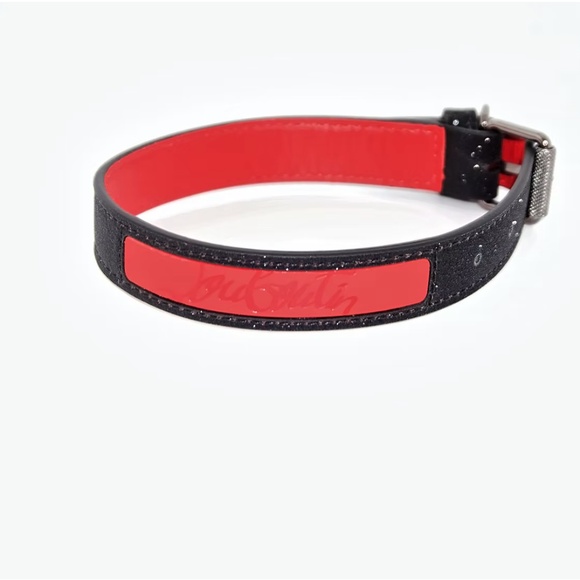 Christian Louboutin ''Loubicollar'' Glitter Calfskin Dog Collar - Picture 2 of 9